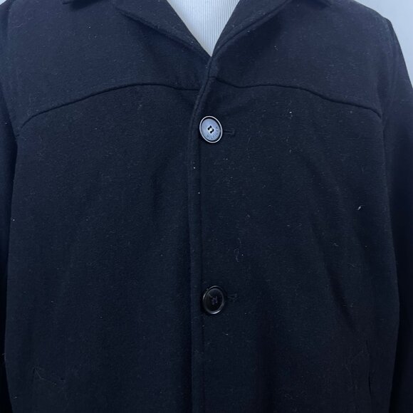 Tommy Hilfiger Mens Quilted Wool-Blend Black Coat With Button Closure Size XL - Picture 6 of 11